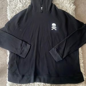 Soul cycle brand size Small black hooded sweatshirt with cross cross back